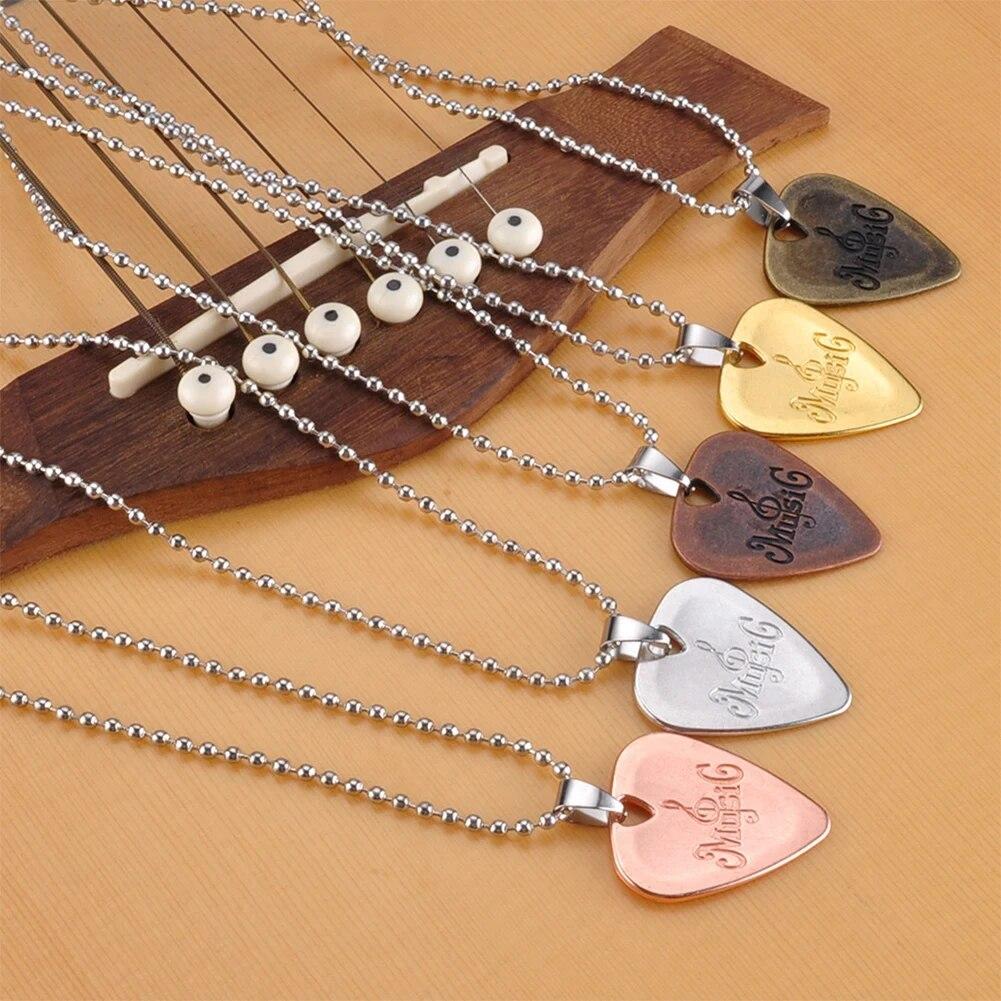 Miwayer Púa de Guitarra de Metal Aleación de Zinc Colgante de Collar Púa Para Guitarra Eléctrica Instrumento Musical Piezas Accesorios