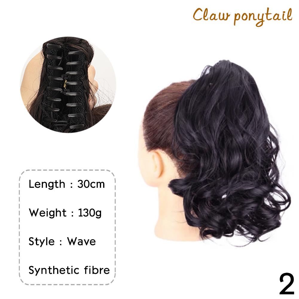 Synthetic Drawstring Ponytail Short Wavy Curly Ponytail Clip In Hair Extensions Natural Looking For Women Daily Use