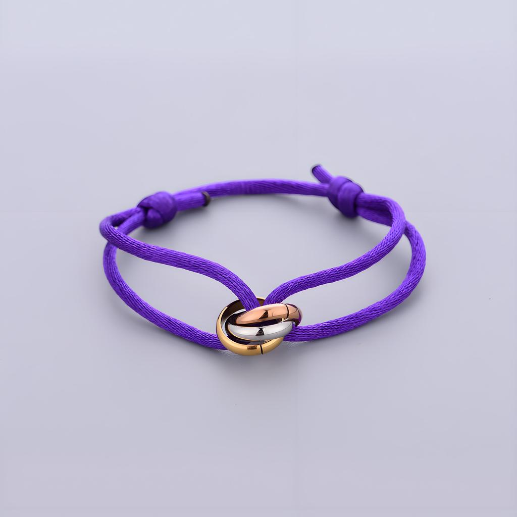 Trinity Bracelet Stainless Steel Circle Women's Bracelet Different Colors of Rope Classic Popular Tricolor GradientJewelry