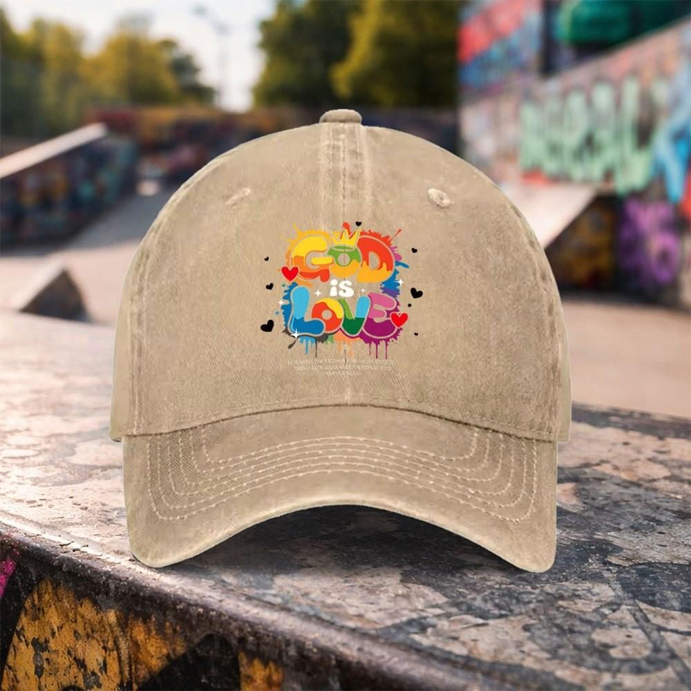 God Is Love Graffiti Baseball Cap Washed Cotton Adjustable Outdoor Sport Sun Hat