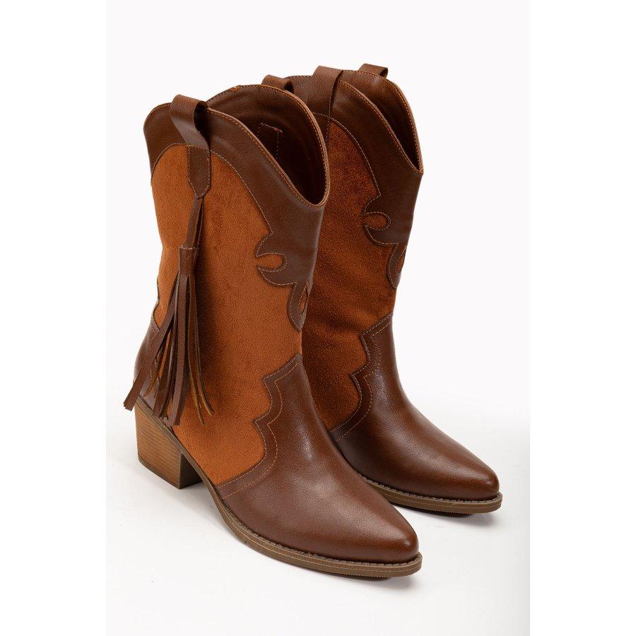 Women's Thick Mid Heeled Western Cowgril Style Casual Boots