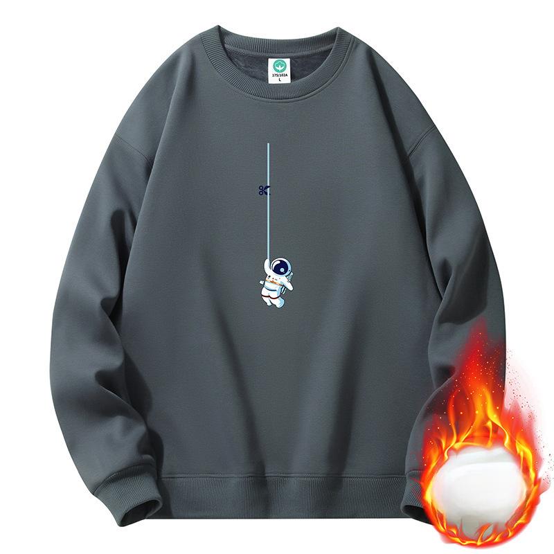 New Velvet Thickened Crew Neck Sweater Men's and Women's Trendy Loose Pullover New Couples Top Versatile