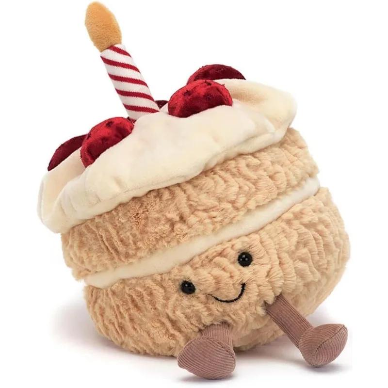 La mulți ani tort dulce păpușă de pluș umplută cu picior față zâmbitoare pluș petrecere decor copii cadou