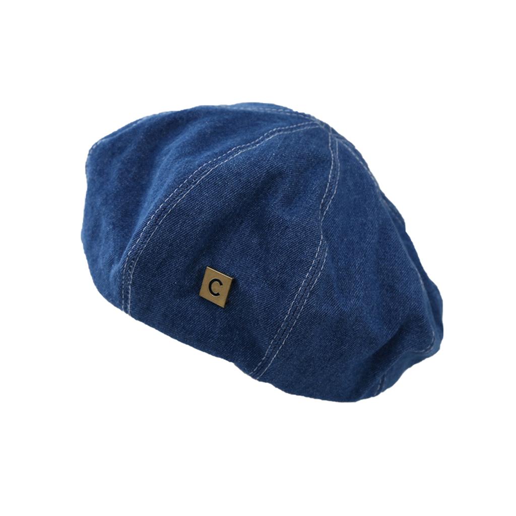 New Women'S Octagon Beret Hat - Denim Adjustable Korean Fashion Flattering Face Blue Shades For Spring Summer