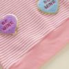 Kids Baby Girls Valentine's Day Sweatshirt Stripe Heart Embroidery Loose Fit Casual Crew Neck Long Sleeve Pullover