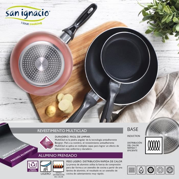 Poêles - San Ignacio - Set de 3 - Aluminium pressé - Anti-adhésif - Ø 16, 20, 24 cm