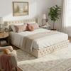 Upholstered Bed Wingback, Double Row of Studs Velvet, Button Stitching Head and Foot End, Double Bed 160*200, Hydraulic Function, Beige
