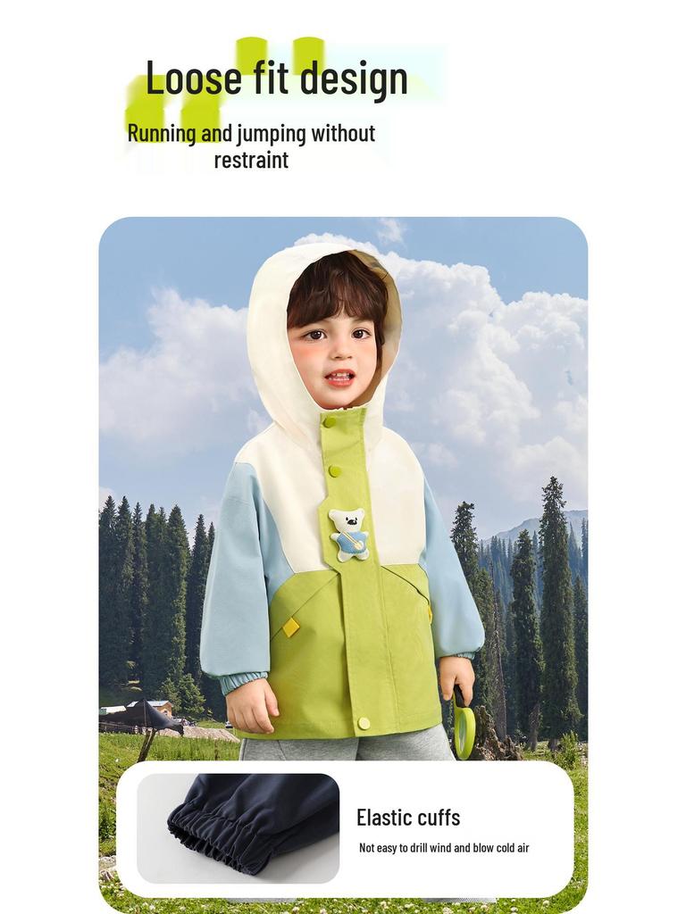 Kaka Panda Kids' Waterproof Spring Jacket: Outdoor Casual Top for Boys & Girls