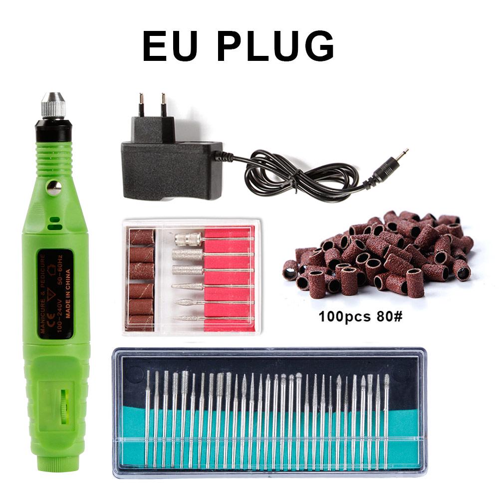 Aparelho elétrico da máquina do polonês da broca do prego para o manicure 30pcs fresas conjunto de bandas de lixamento