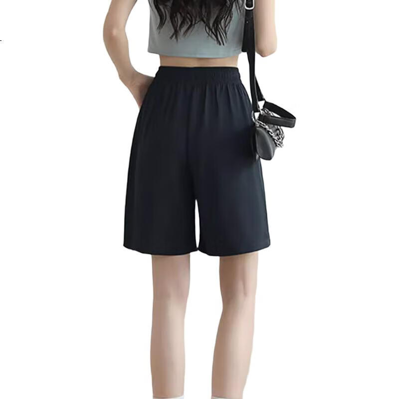LangSha Ice Silk Sports Shorts for Women, Thin Style, Suitable for Outer Wear, High-Waisted Slimming Loose Casual Wide-Leg Pants