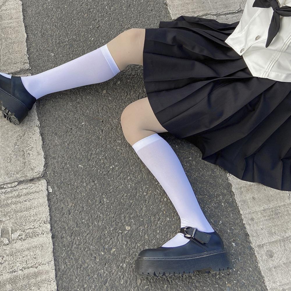 Japanese Velvet Knee Socks, Student Thigh Socks Medium High Socks Plus Stockings Autumn, Women's High Socks