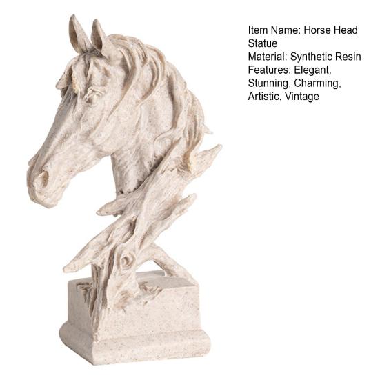 Vintage Style Horse Head Statue Rustic Animal Bust Sculpture for Collectible Resin Figurine Home Office