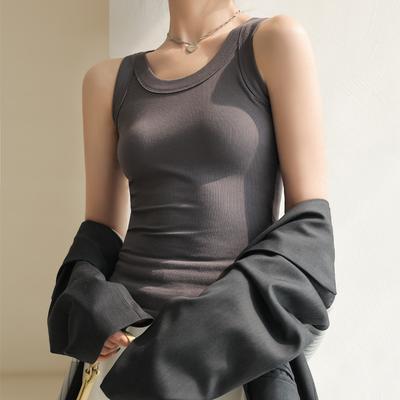 Gerippte Strickweste Damenanzug mit kleinem Träger innen, Frühling, Herbst und Sommer, Übergröße Unterteil, Ärmelloses Oberteil
