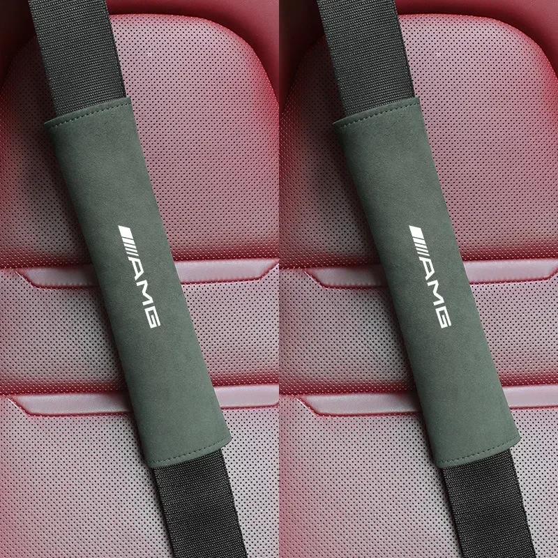 DCGO2 2PCS for Mercedes Benz Car Seat Belt Covers Suede Shoulder Pads CLA GLK GLC E200 E320 C180 W210 W202 W203 W204 W220 Interiors