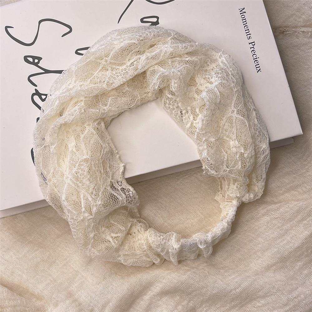 Spring Summer Mesh Lace Headband Breathable Lace Hairband Cap Elegant Elastic Hair Wrap  for Women