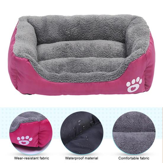 Rechteckiges Flauschiges Hundebett Waschbares Plüsch-Haustierbett mit Stützkissen Nackenstütze Bequemes Warmes Welpenbett für Hauskatzen Kleine Mittelgroße Hunde