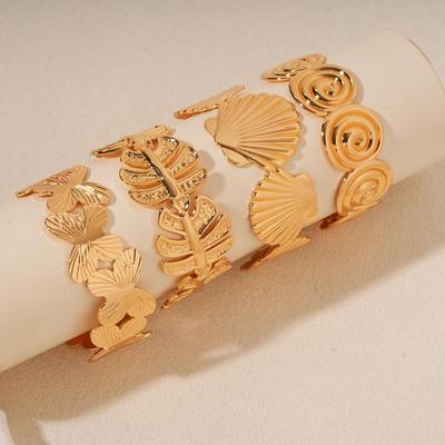 European & American Geometric Conch Butterfly Metal Bangle: Women's Luxury Fashion Bracelet