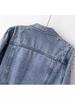 European-Style Beaded Rhinestone Denim Jacket for Women, Spring/Autumn 2025, High-End Cropped Design