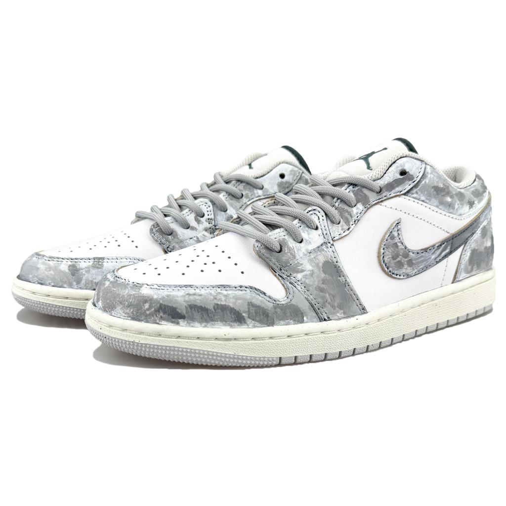 Jordan Air Jordan 1 Abrasion Resistant Abrasion Resistant Low Top Skateboard Shoes Unisex Gray White FQ7687-300(Team1108-)