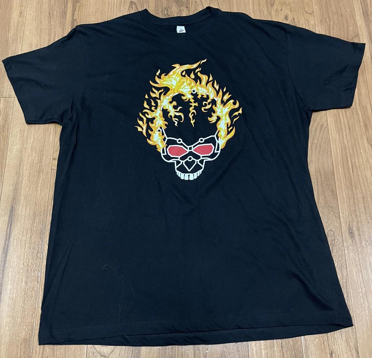 Flaming Skull Shirt Sz XL Mens Graphic Rare Black XL