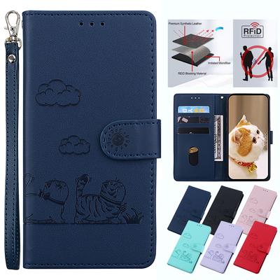 Cute Cat RFID BLOCKING Leather Case for Nokia XR21/G42/C12/C22/C32/G22/C31/X30/G60 Kickstand Wallet Card Slots Cover for Nokia C21 G11 Plus G300 G11