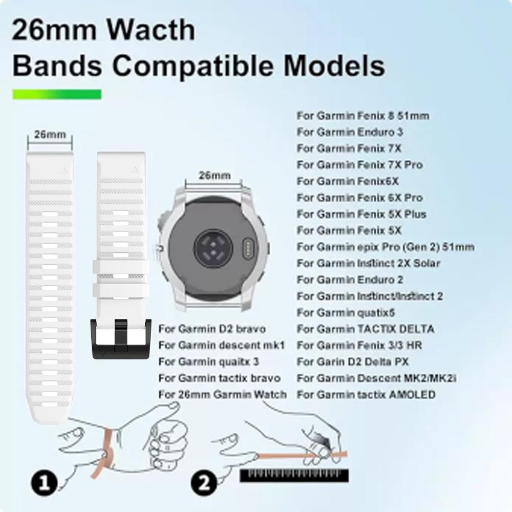 Outdoor Sports Band for Garmin Epix Pro 47mm 51MM Waterproof and Sweatproof Garmin Quick Fit Silicone Band for 22mm 26mm Quick Fit
