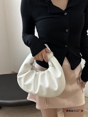 Niche Design Pleated Bag Cloud Bag New Soft Leather Texture Hand Bag Fashionable Trendy Versatile Handbag