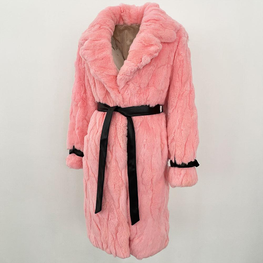 OFTBUY 2024 Winter Warm Plush Fur Top Women Jacket Long Real Fur Natural Rabbit Fur Coat Fashion New Style Can Be Customized