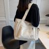 PackPixel Tote Bag, Large Capacity Canvas Shoulder Bag, Korean Style, Perfect for Overnight Trips, Casual Bag, A4 Size, SchoolCommuter Bag (Beige)