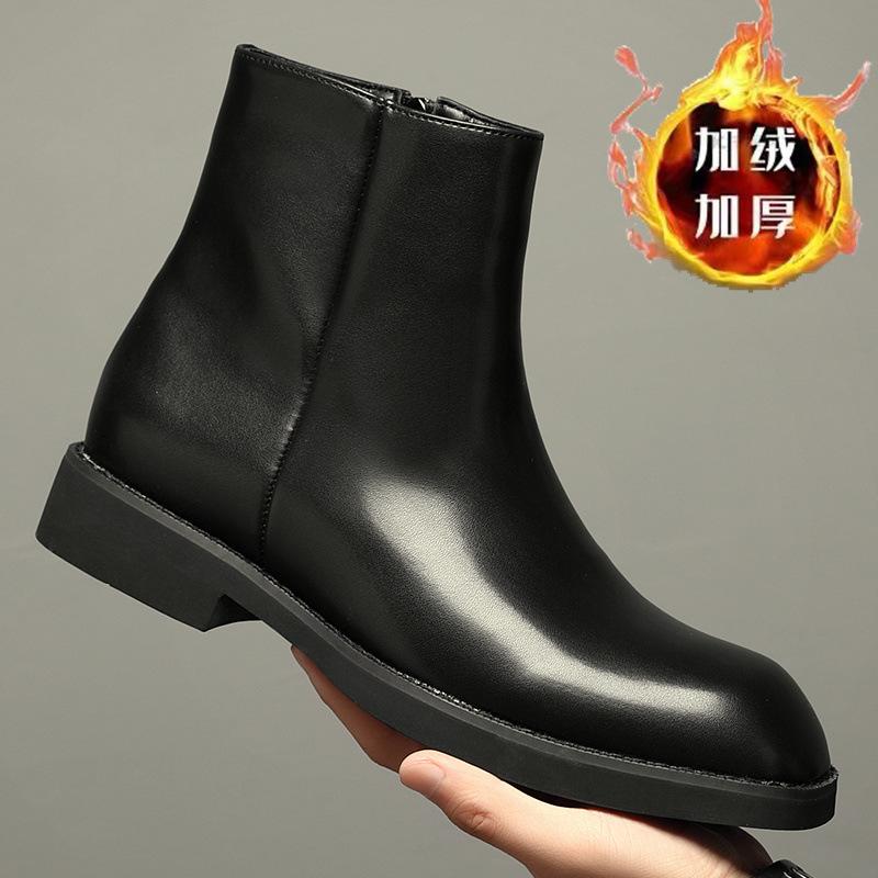 

Новый тренд Кожаные ботильоны на молнии Мужские высокие ботинки в британском стиле с квадратным носком Ботинки Мартин Мужская обувь Ботинки челси На плоской подошве 44