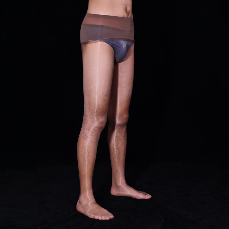 Men's Aurora 360 Seamless Glossy 1D Ultra-Thin Silky Transparent Pantyhose, Base Socks