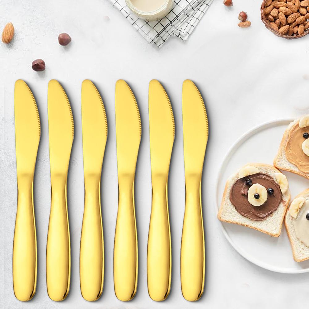 6 Pezzi Coltello da Cena Set di Posate per Bambini Coltello a Specchio Set di Stoviglie Acciaio Inossidabile Coltello Affilato Stoviglie Casa Cucina Stoviglie