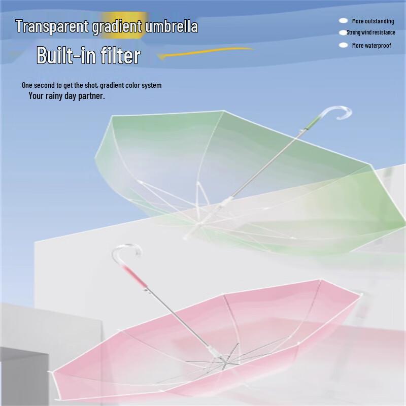 Transparent Gradient Long Handle Umbrella
