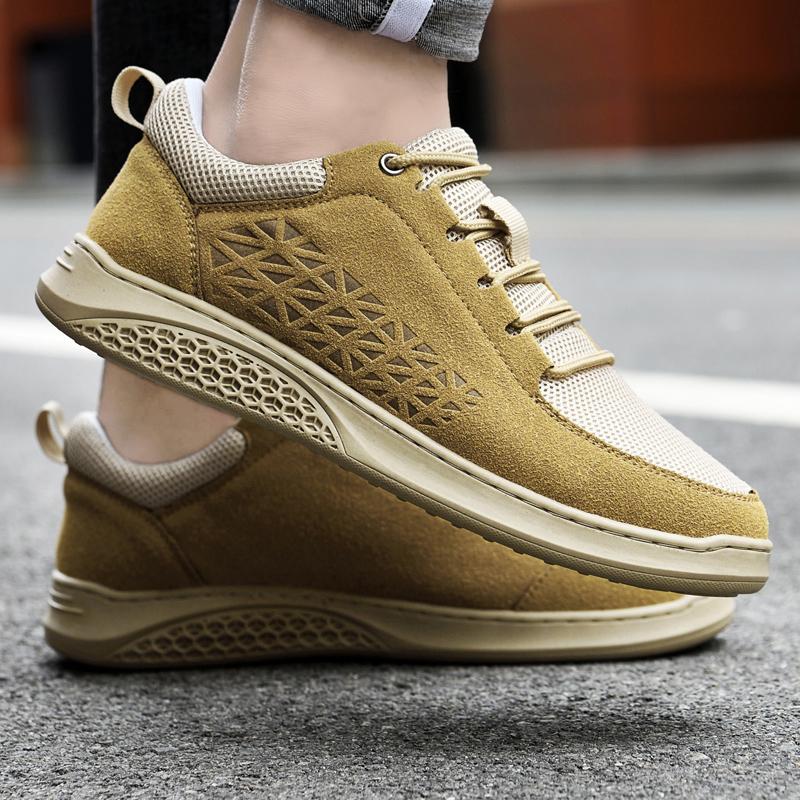 Neue Mode Board Schuhe Freizeitschuhe für Herren Mesh und Echtleder Sneakers Herren Flats Schuhe Übergröße 38-48 Laufschuhe