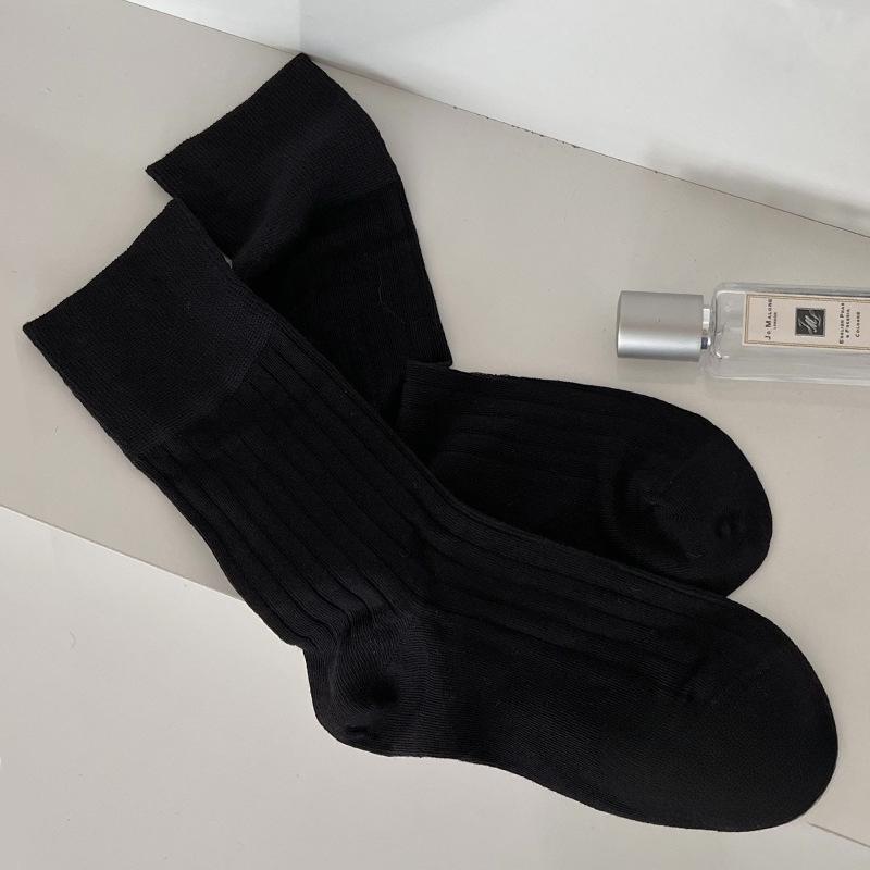 Coton Peigné Été Fin Couleur Unie Polyvalent, Simple et Respirant, Chaussettes Blanches Style Ballerine pour Femmes, Mi-mollet