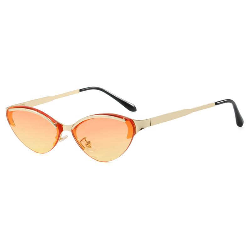 

Fashion Cat Eye Women Sunglasses Retro Metal Colorful Tea Gradient Shades UV400 Men Trending Sun Glasses