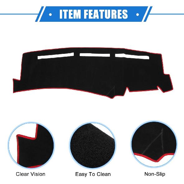 Dashboard Dash Cover Compatible for Chevy Silverado 1999-2006, Durable Polyester Red Front Dash Cover Mat