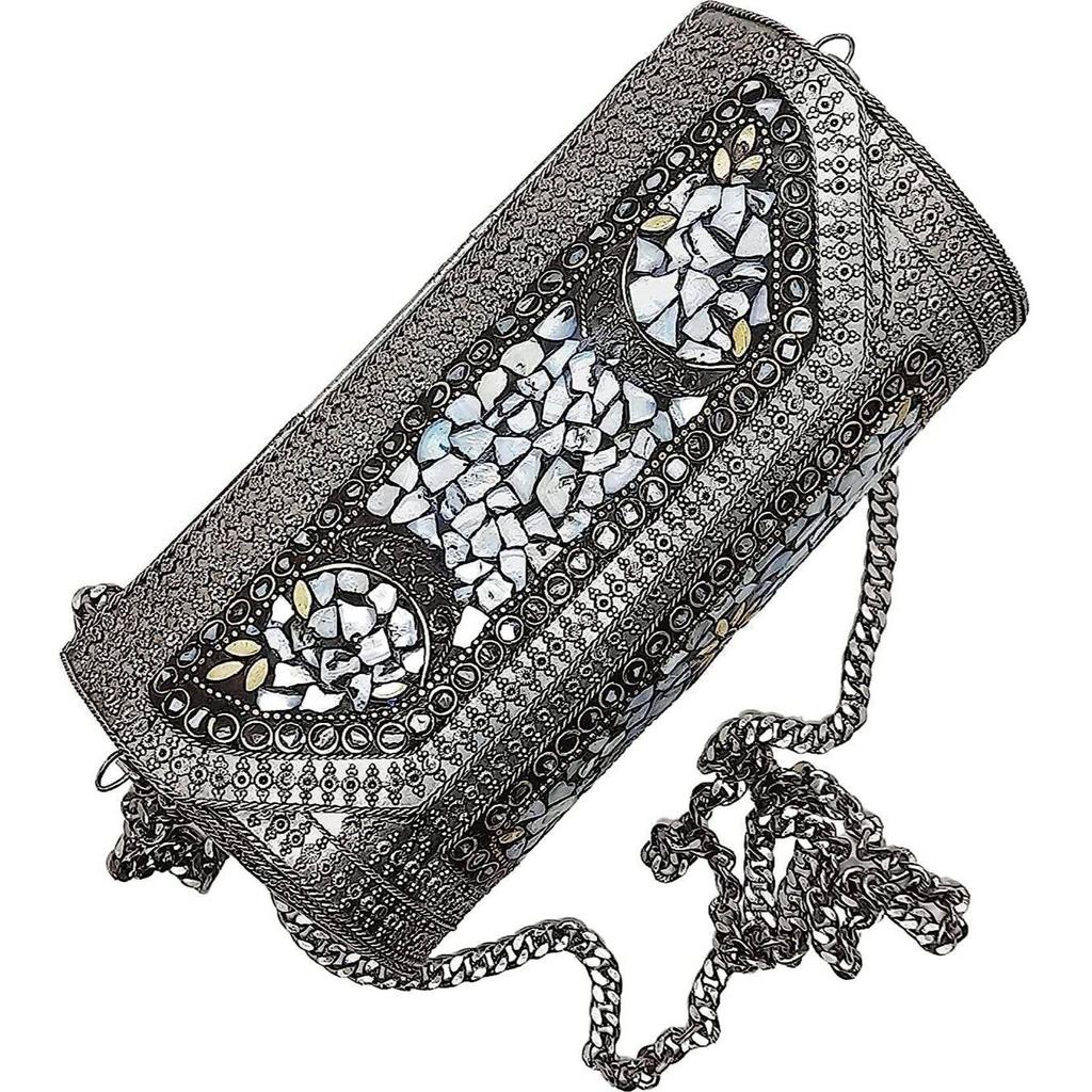 Silver Women Clutch Antique Bridal
