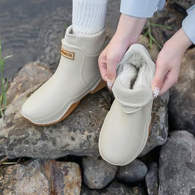 Rain Shoes Women's Non-slip Waterproof Shoes Short Outdoor Water Boots Couple Fashion Rain Boots Women's Velvet Warm Wholesale