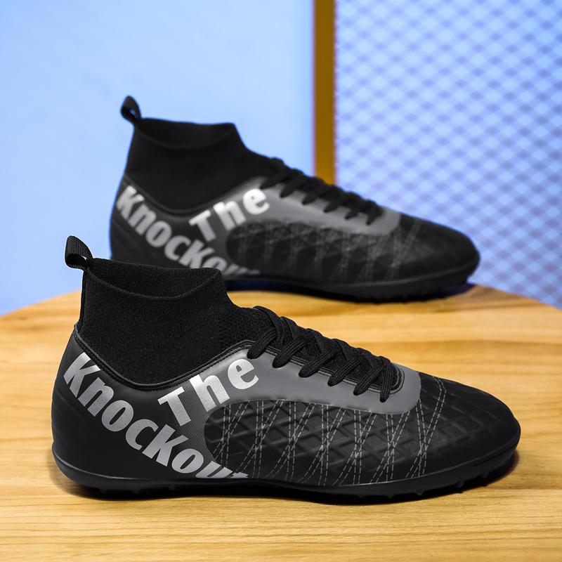 31-48 High Top High Quality Youth Soccer Shoes Broken Studs Men's Lace-up Rubber Soft Sole Big Size Soccer Boots