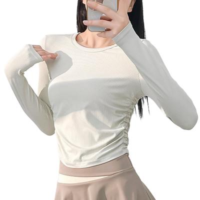 Siomlana Yoga Sports Long Pilates Round Gym Side Women's Top, Shirt, Sleeve, Wear, Loungewear, Neck, Sportswear, Workout, Stretch, Comfortable,