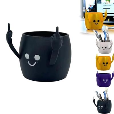 Middle Finger Pencil Pen Holder Desk Organizer, Funny Pen Cup Caddy Storage Makeup Brush Holder, Creativity Unique Desktop Organament