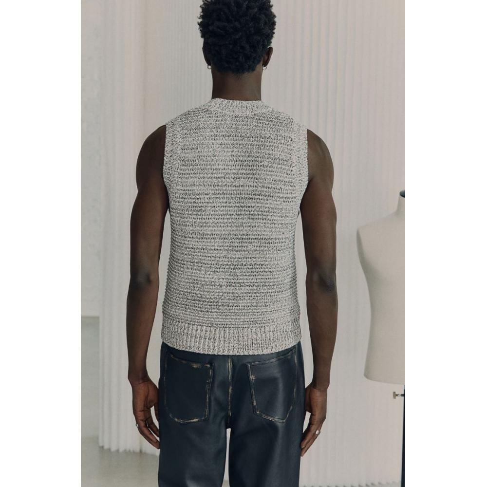 H M Sleeveless Knit Top Gray M Lange