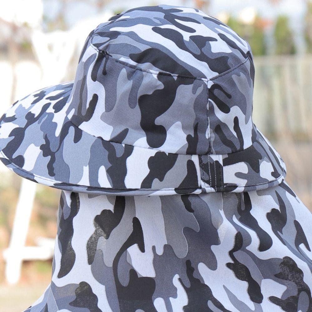 Neckline Mask Sunscrean Bucket Hat Camouflage Cover Face Cap Fashion Man Sun Hat  Camping