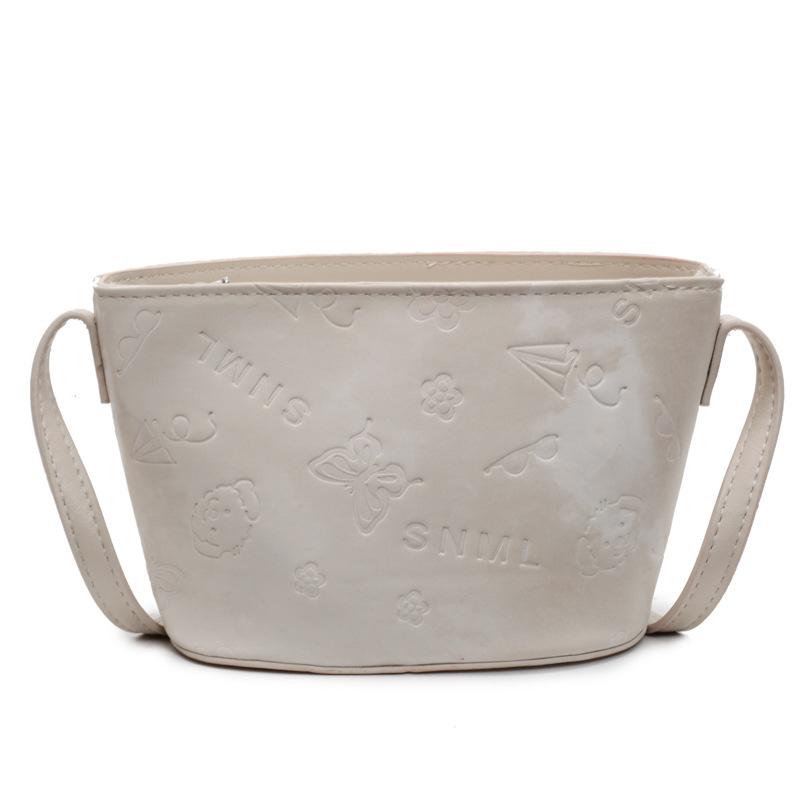 2025 New Simple Style Solid Color Cute Embossed Bucket Bag Niche Versatile Commuter Texture Shoulder Messenger Bag Women