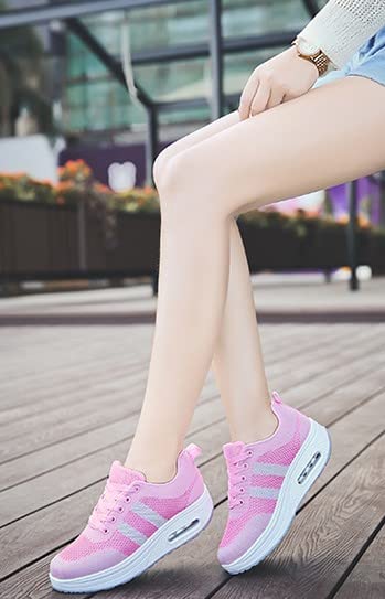 Manantiaar Women's Sneakers, Platform Shoes, Pink, Size 23, Breathable, Washable, for Training and Fitness, Size 23.0cm