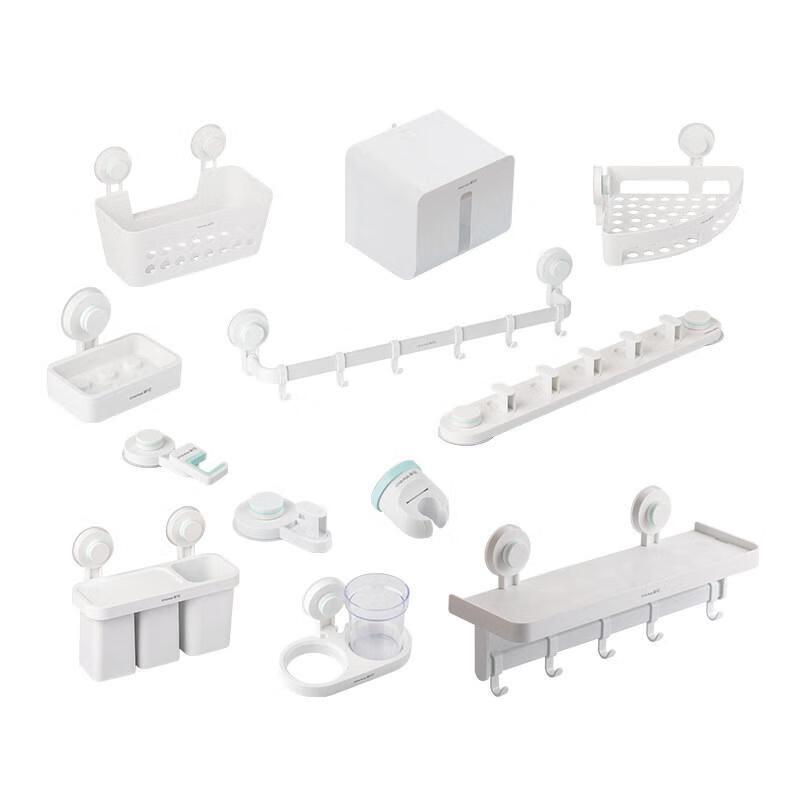 Camellia Wall-Mounted Bathroom Organizer with Hair Dryer Holder