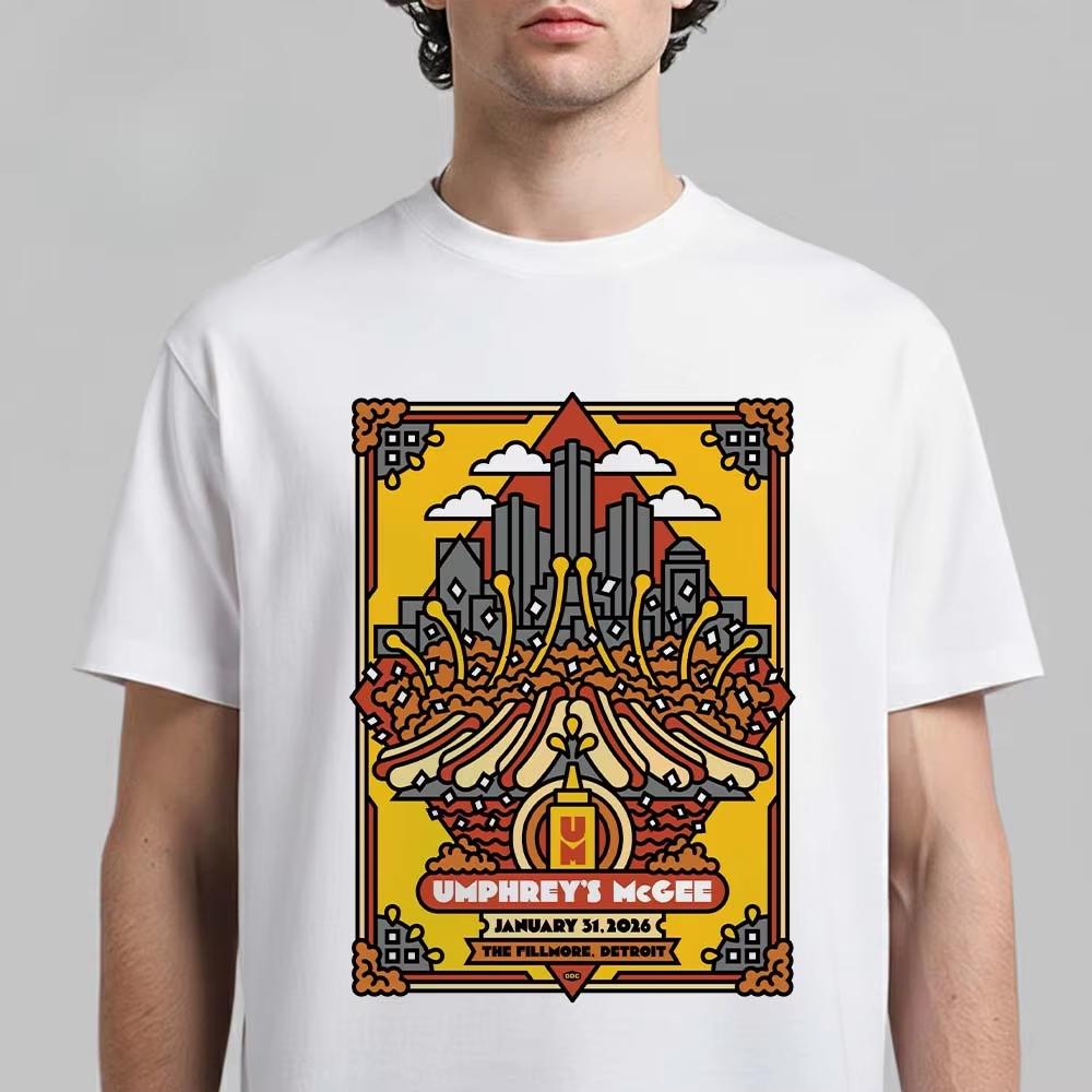 Umphreys Mcgee Chicago Tour Graphic Tee Psychedelic Rock Streetwear Casual Unisex Top For Unisex Unisex