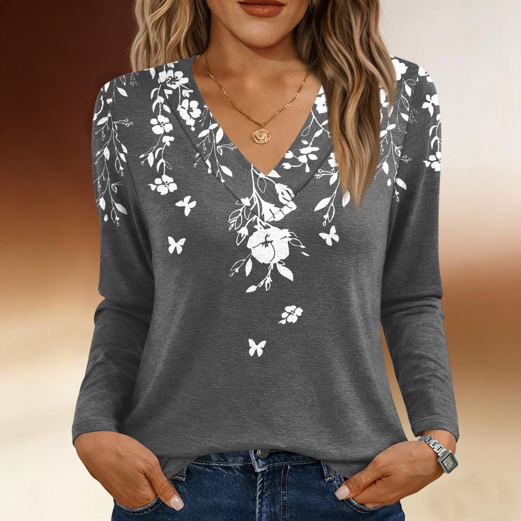 Langarmshirts für Damen, niedlicher Aufdruck, Grafik-T-Shirts, Blusen, lässig, Übergröße, Basic-Tops, Pullover