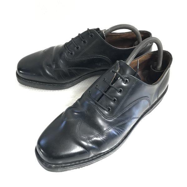 

Винтажные 80-90-е Сделано во Франции Para Choc Натуральная кожа Balmoral Wingtip Деловая обувь Размер 43 27.5-28.0см Черный